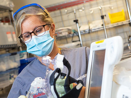 A respiratory care student.