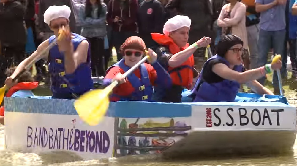 ROTH POND REGATTA , A wet and wild Stony Brook tradition reaches new heights ... and depths.